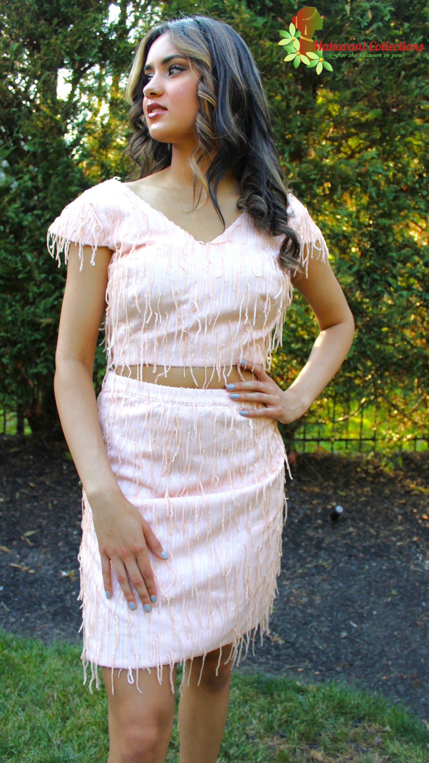 Maharani's Designer Partywear Short Dress - Peach (M)