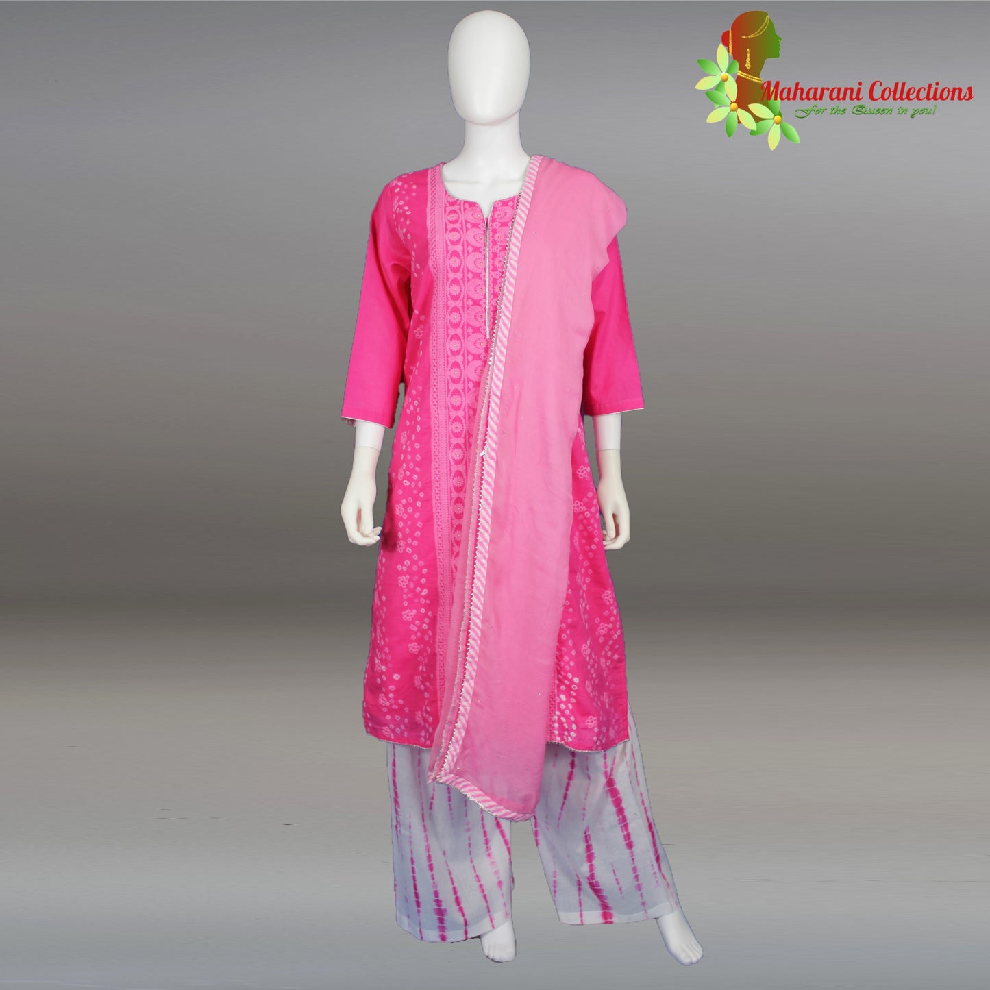 Maharani's Lucknowi Chikankari Palazzo Suit - Pink (L)
