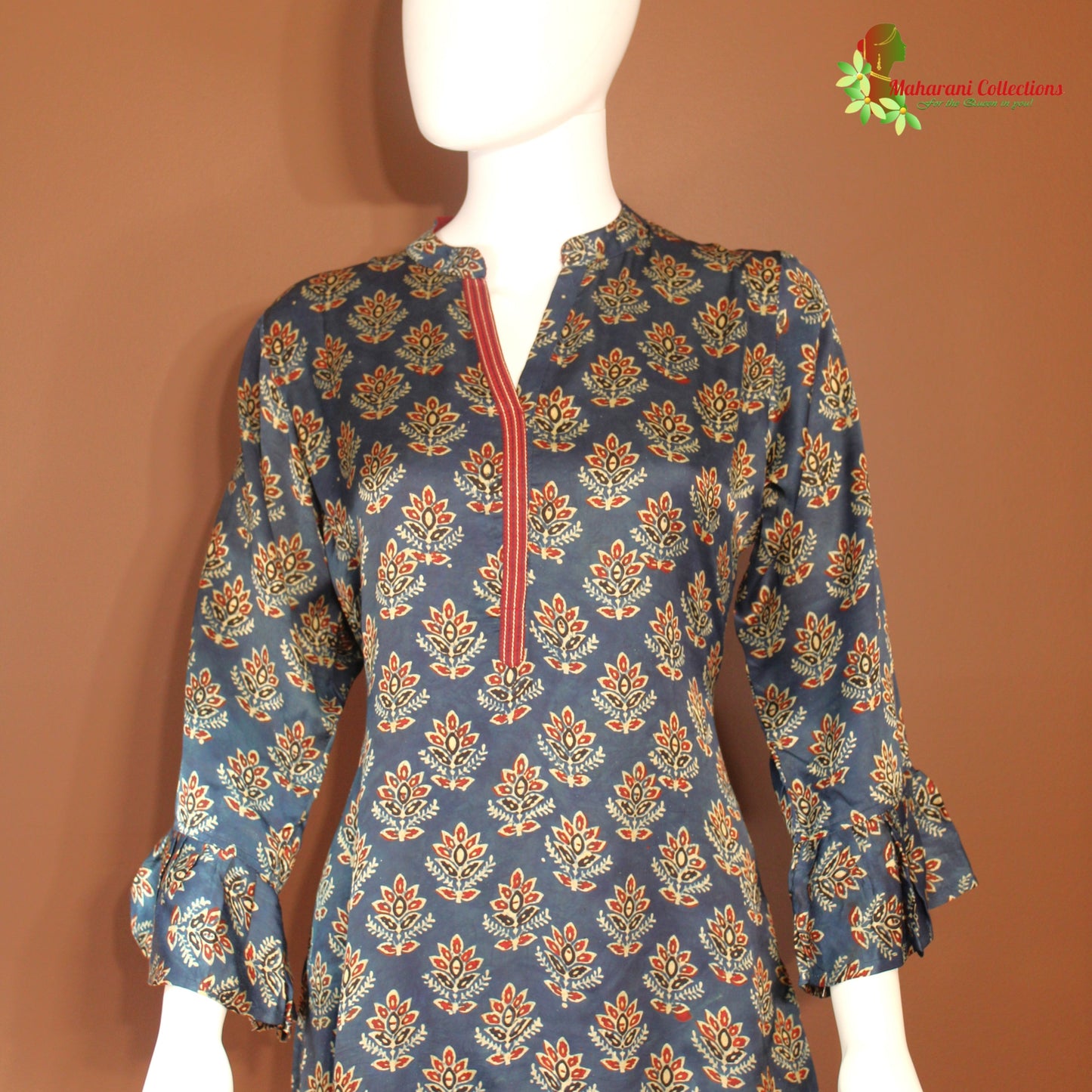 Maharani's Designer Silk Palazzo Suit Set - Blue (L)