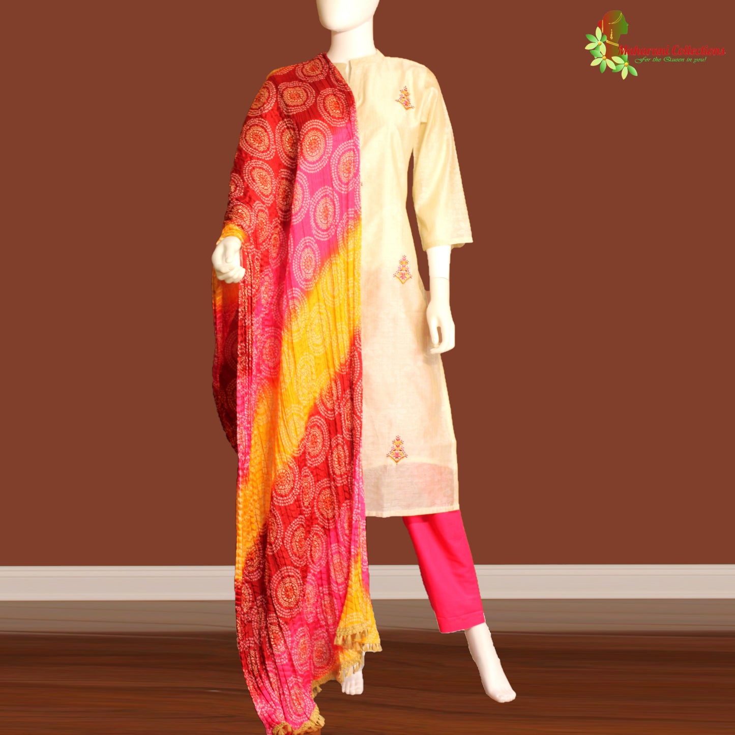 Maharani's Silk Pant Suit Set - Cream (M)