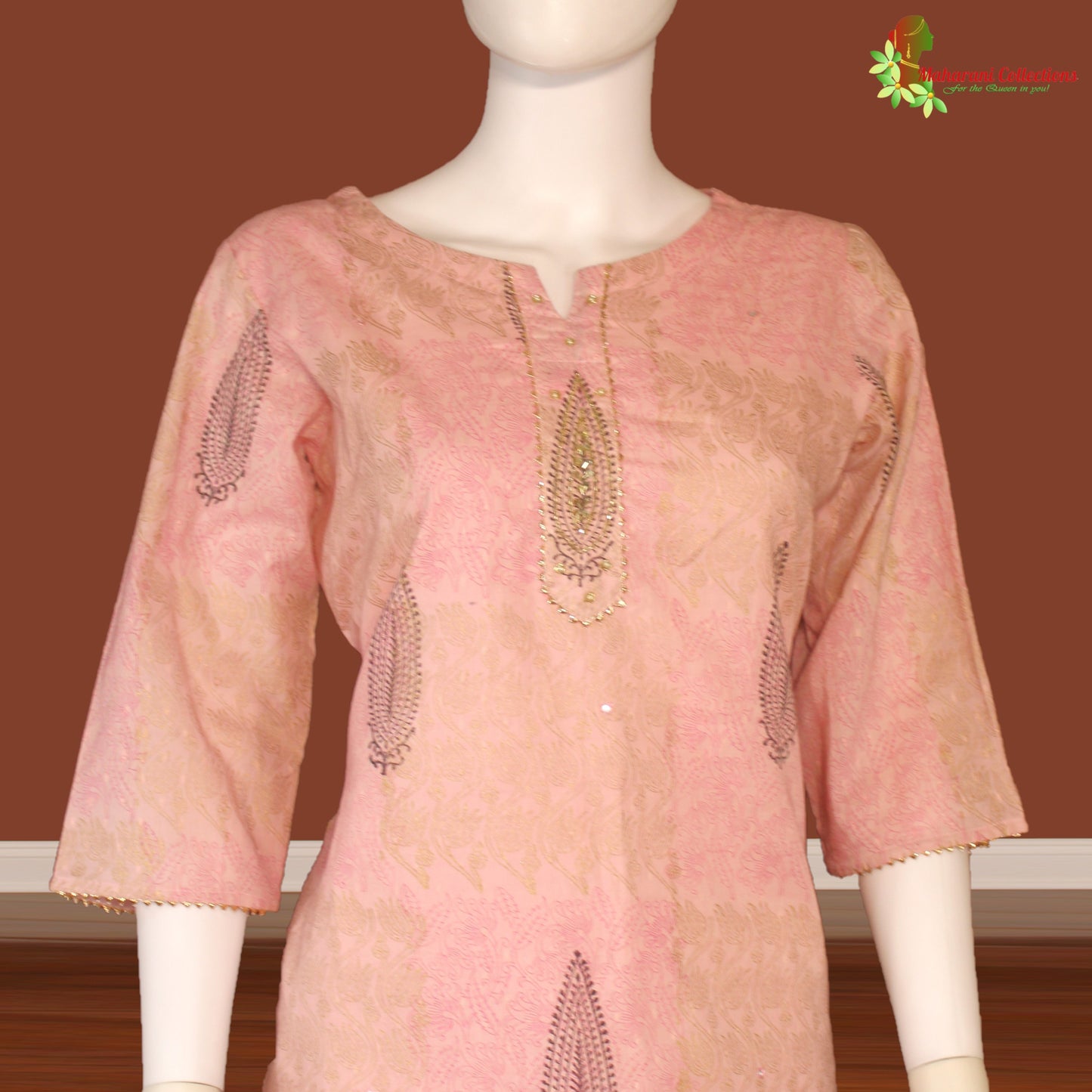 Maharani's Palazzo Suit Set - Peach (M) - Soft Silk