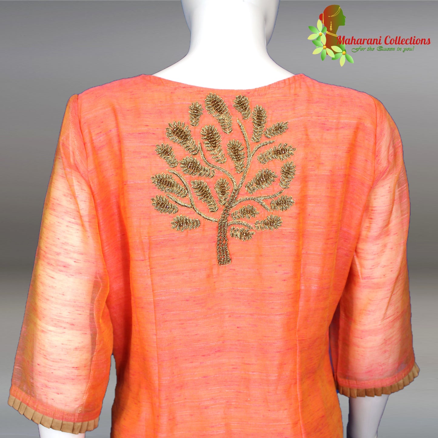 Maharani's Designer Silk Pant Suit Set - Orange (M)