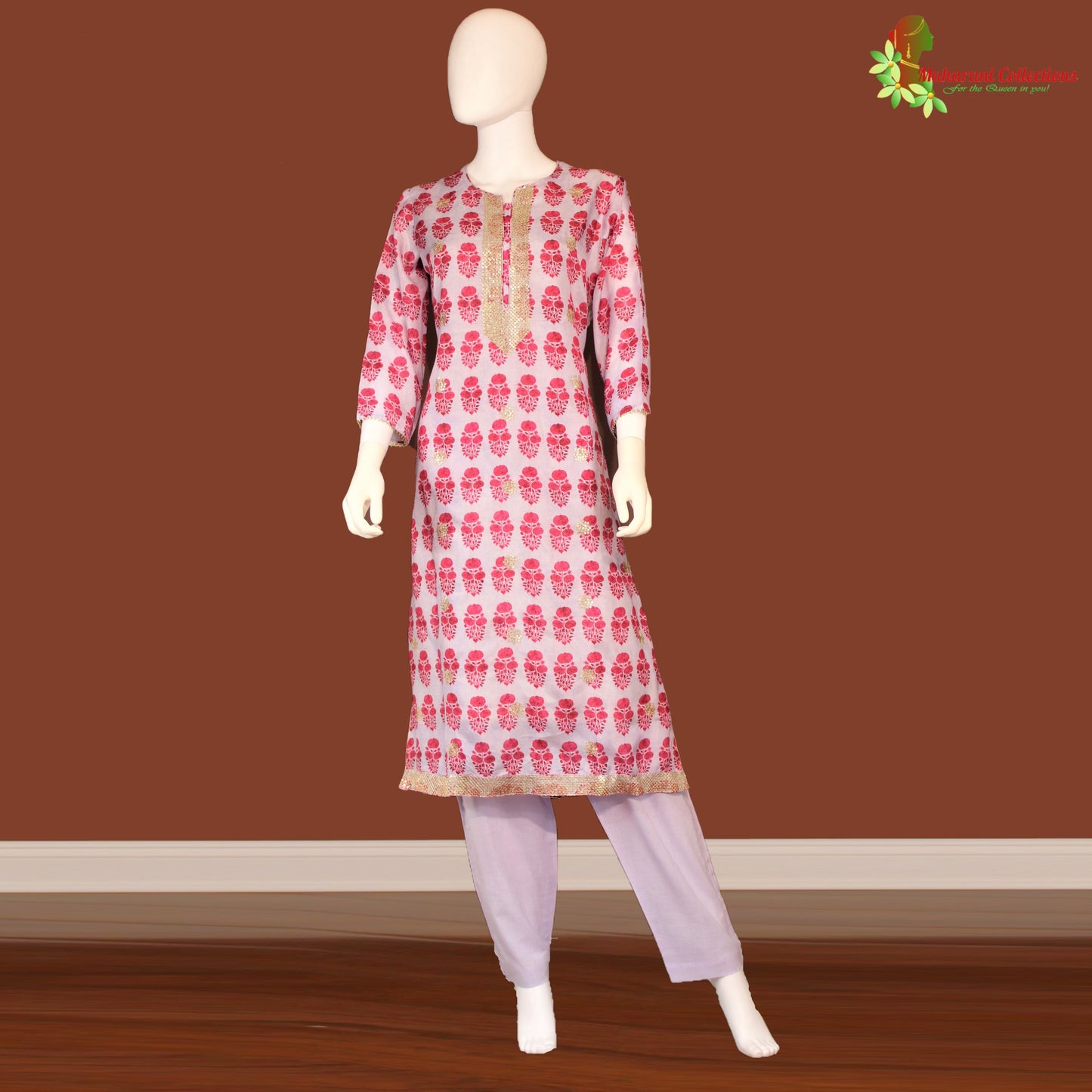 Maharani's Designer Silk Pant Suit Set - Purple (M)