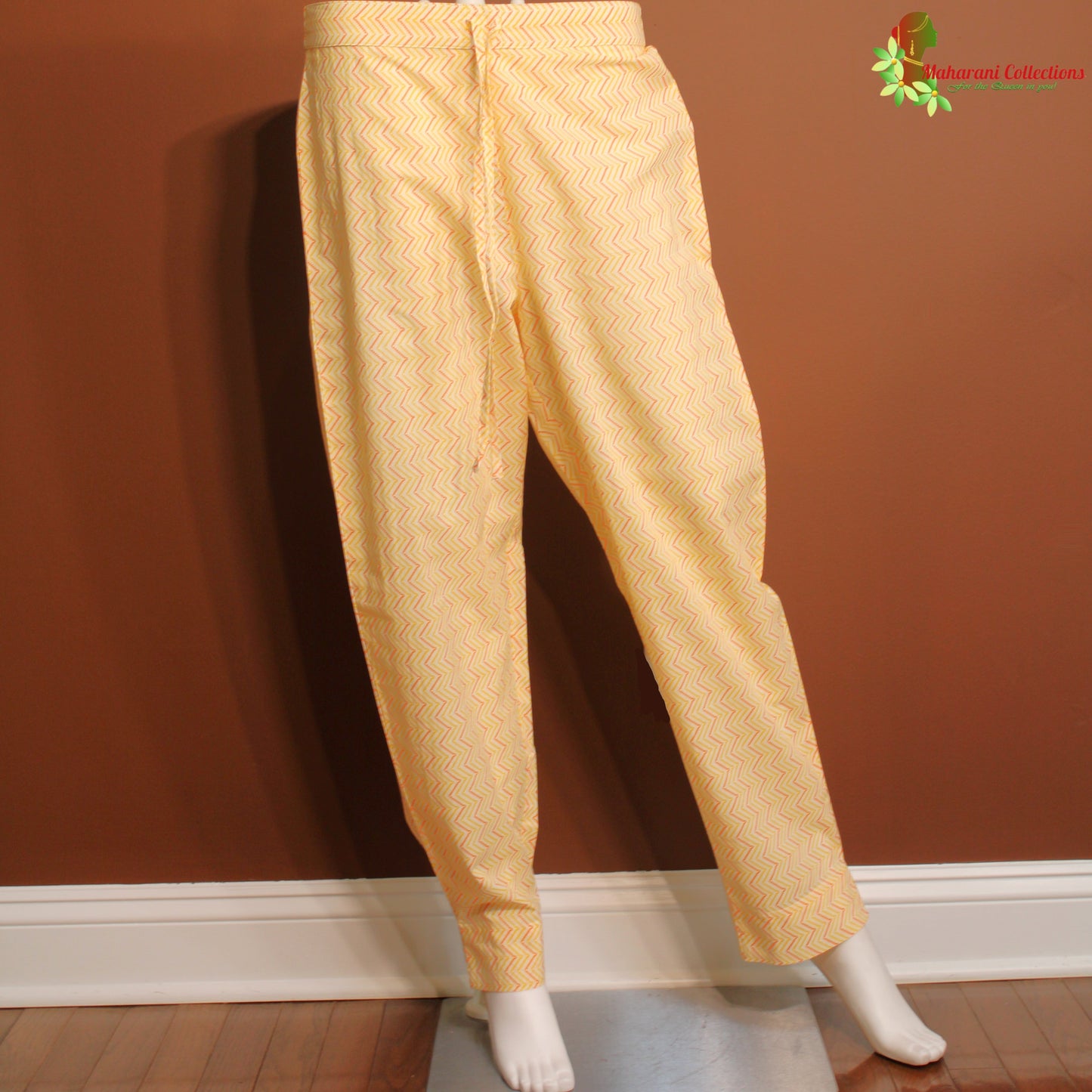 Maharani's Pure Cotton Palazzo Suit Set - Yellow (XL)