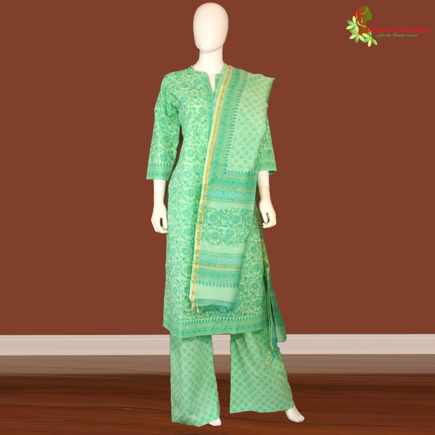 Maharani's Palazzo Suit Set - Green (M) - Soft Cotton