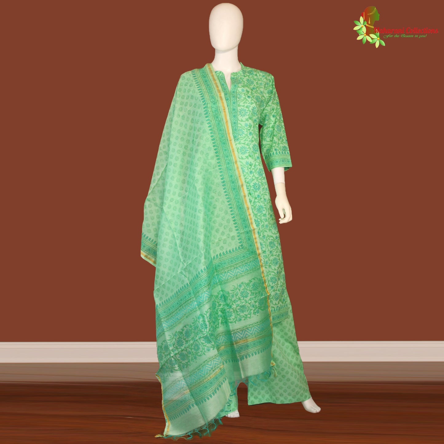 Maharani's Palazzo Suit Set - Green (M) - Soft Cotton