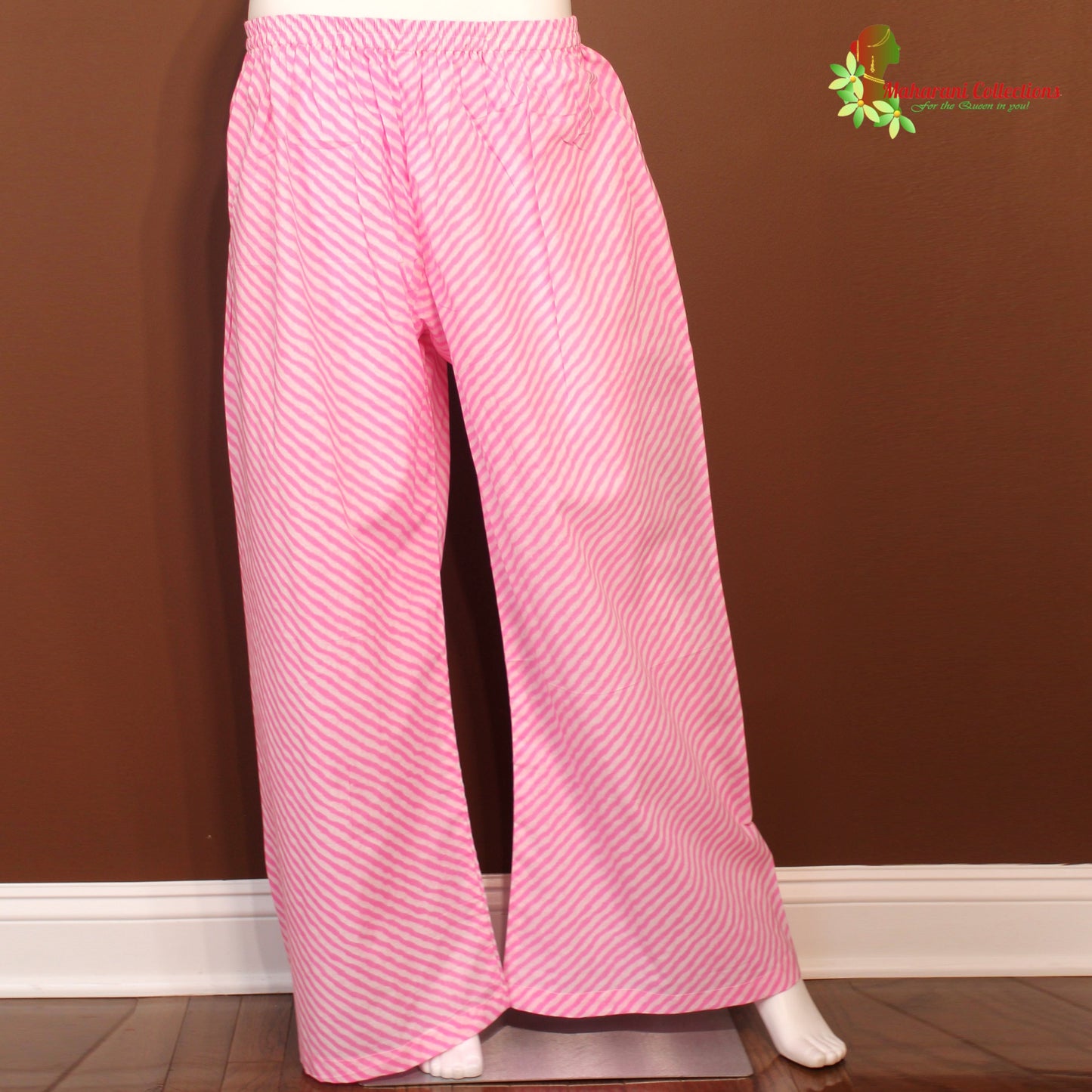 Maharani's Soft Cotton Palazzo Suit Set - Pink (L)