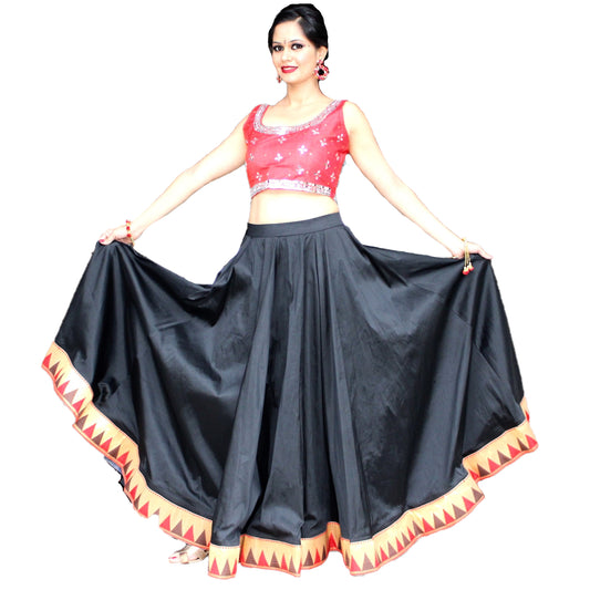 Maharani's Pure Banarasi Silk Lehenga - Red & Black