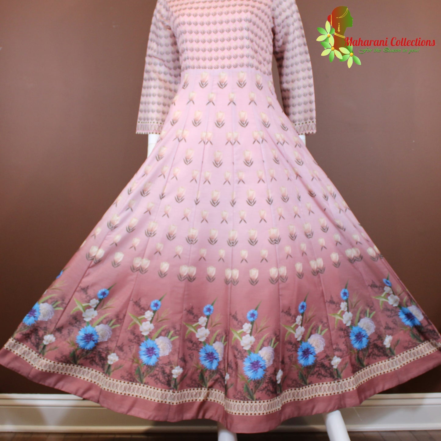 Maharani's Designer Gala Gown - Peach (L) - Silk