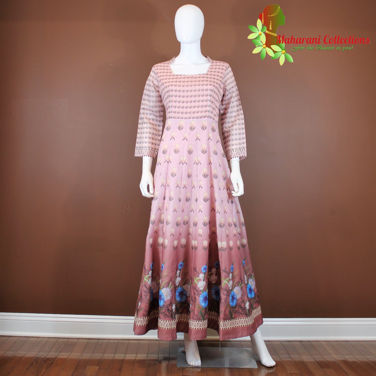 Maharani's Designer Gala Gown - Peach (L) - Silk