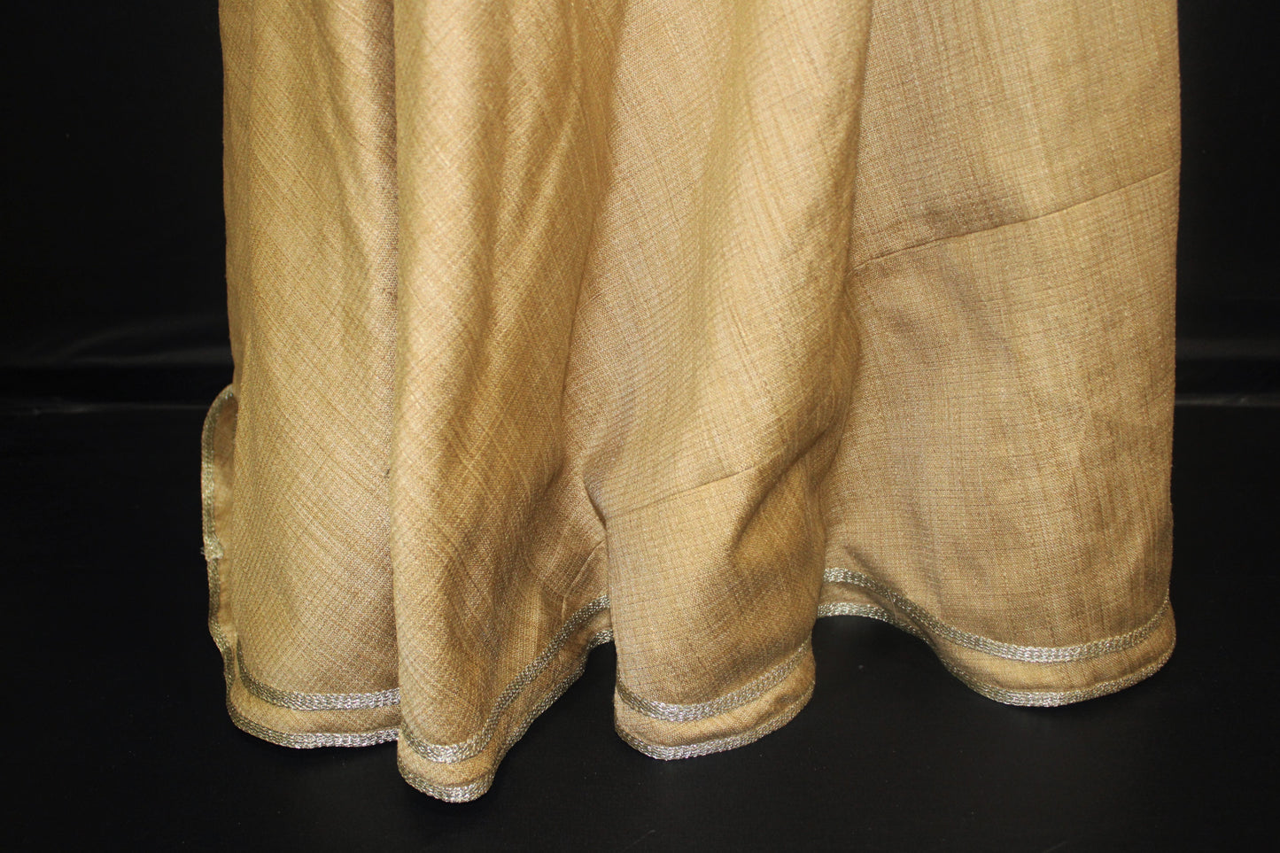 Linen Silk Skirt with Zari Work - Beige