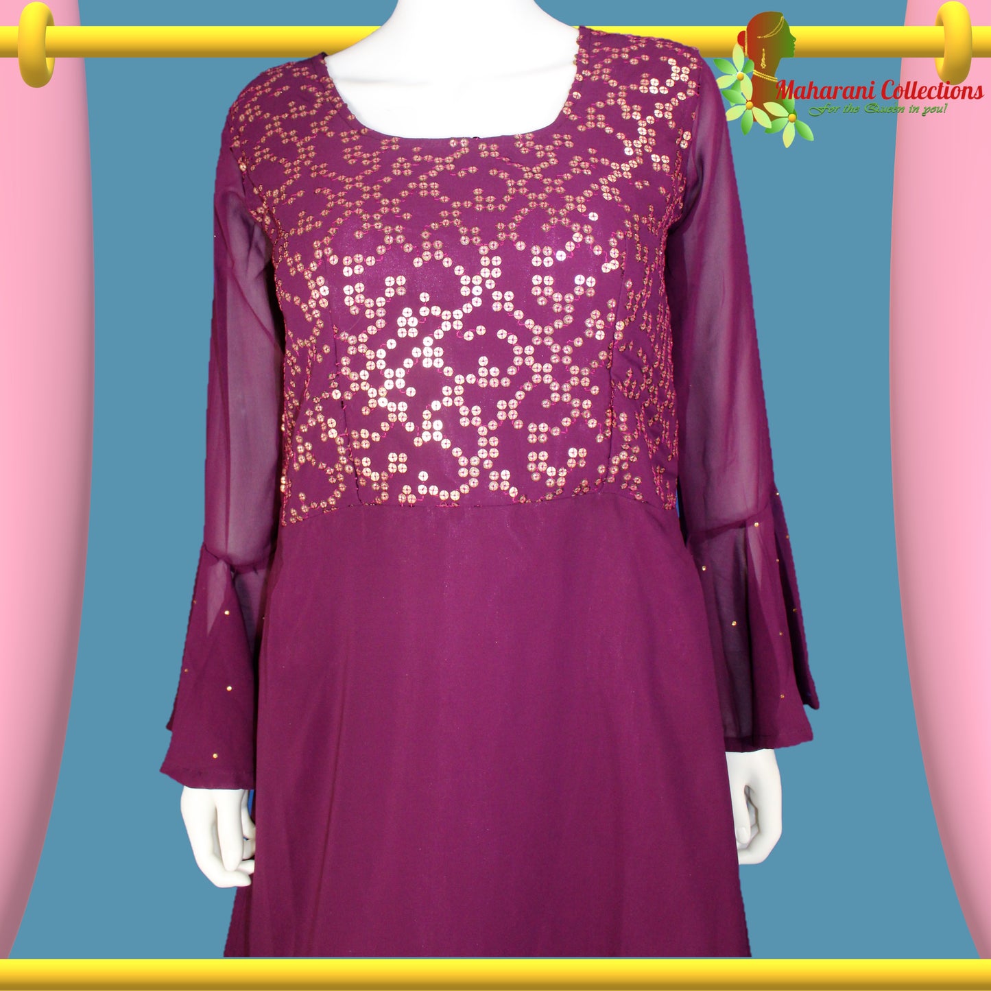 Lucknowi Sharara Suit - Purple - Georgette (L)