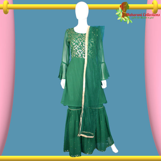 Maharani's Lucknowi Sharara Suit - Green (L)