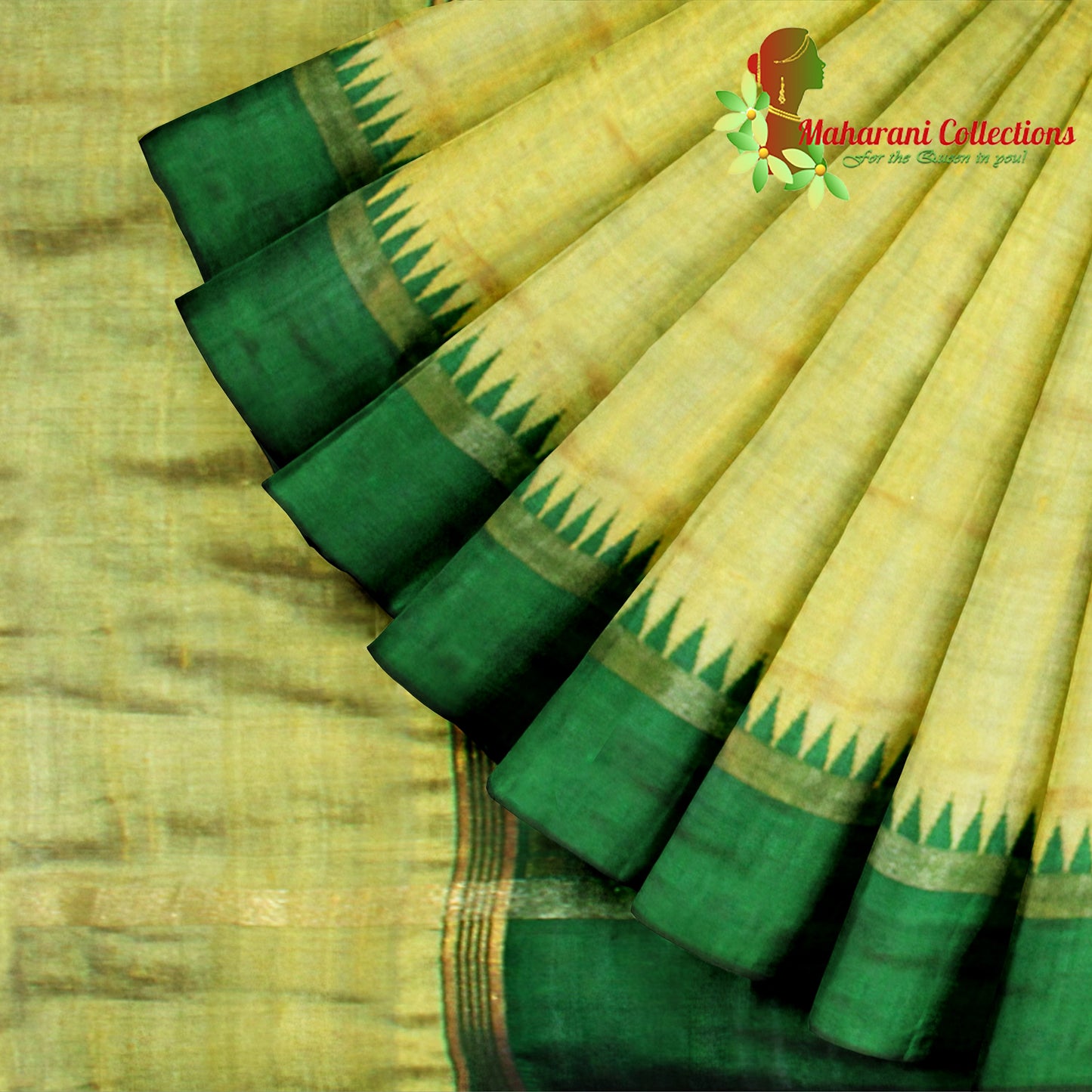 Pure Tussar Silk Saree (Silk Mark) - Lemon Yellow (with Stitched Blouse & Petticoat)