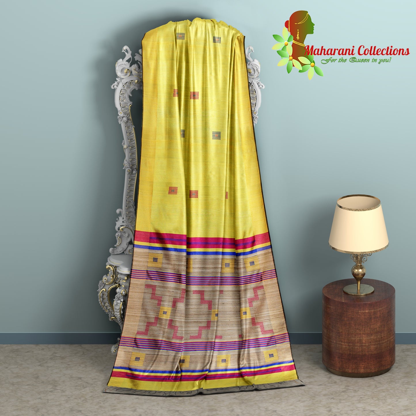 Pure Tussar Silk Saree (Silk Mark) - Honey Mustard (with Stitched Blouse & Petticoat)