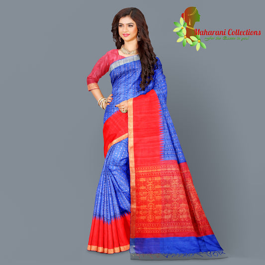 Pure Tussar Silk Saree (Silk Mark) - Blue (with Stitched Blouse & Petticoat)