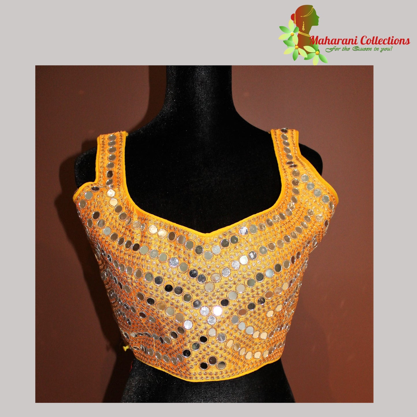 Maharani's Linen Silk Designer Blouse - Yellow
