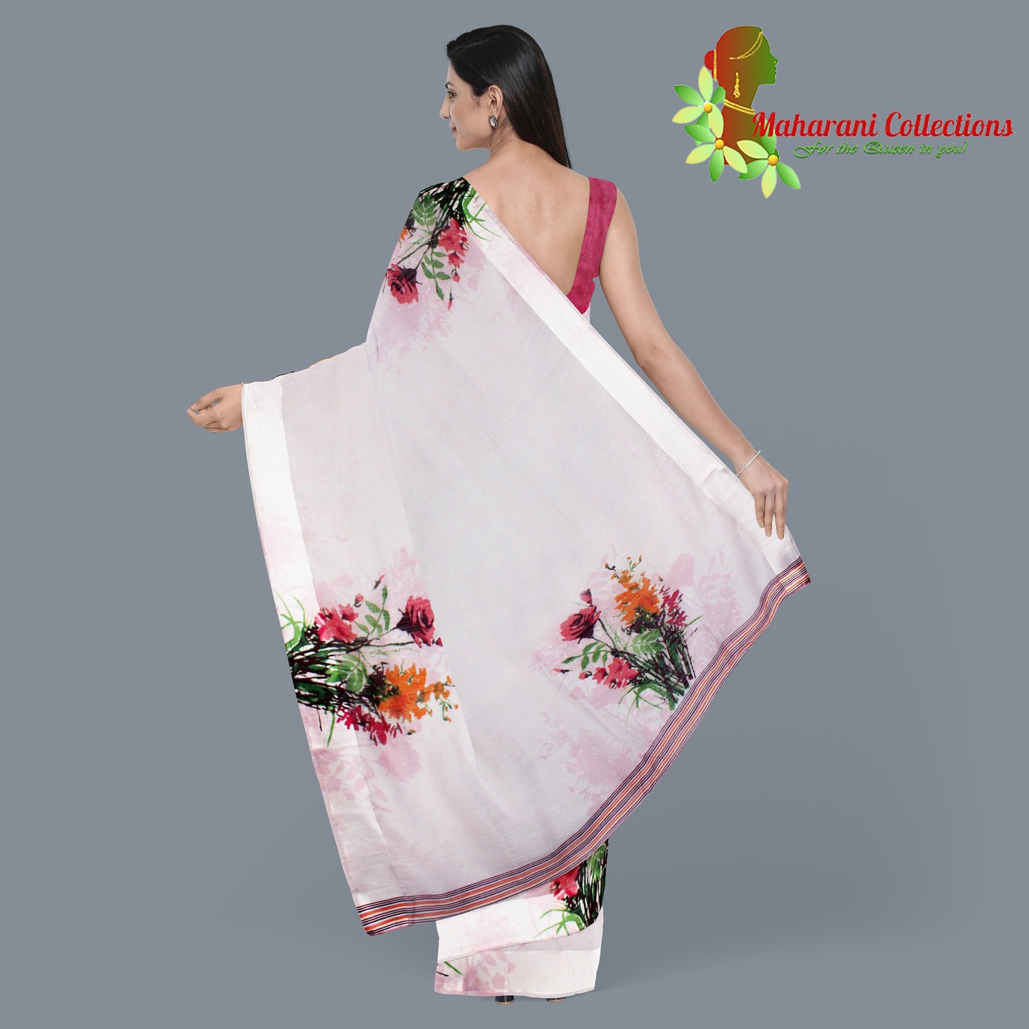 Pure Handloom Linen Silk (Matka) Saree - Pink (with stitched blouse and petticoat)