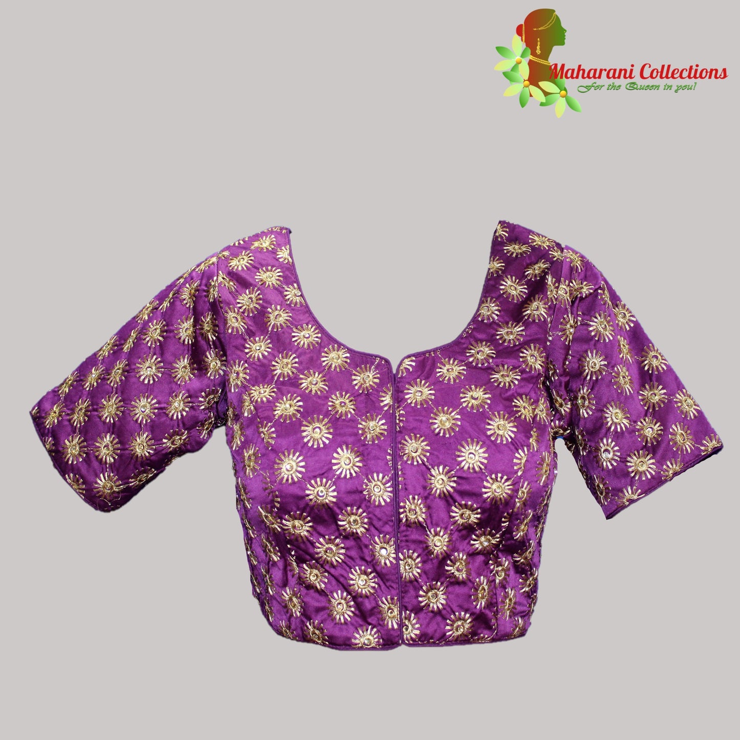 Maharani's Banarasi Silk Golden Zari Blouse - Purple