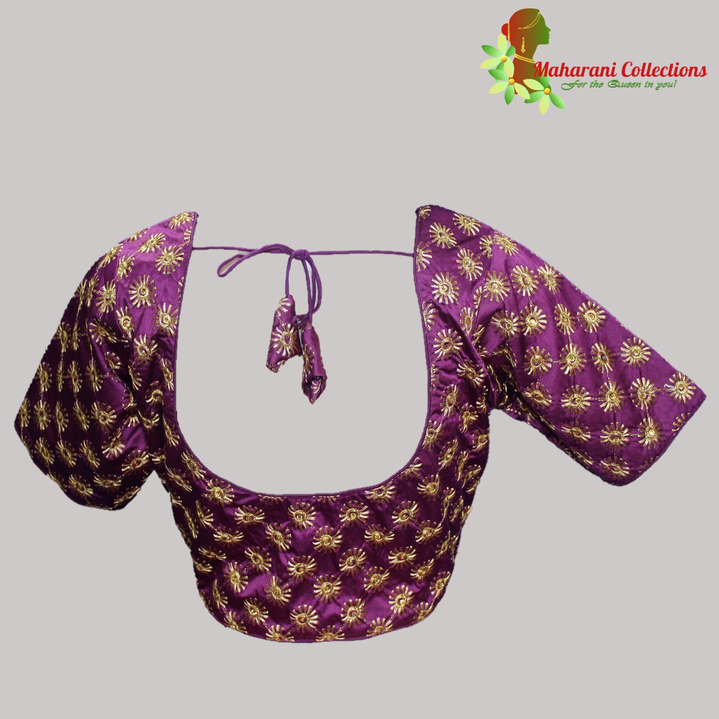 Maharani's Banarasi Silk Golden Zari Blouse - Purple