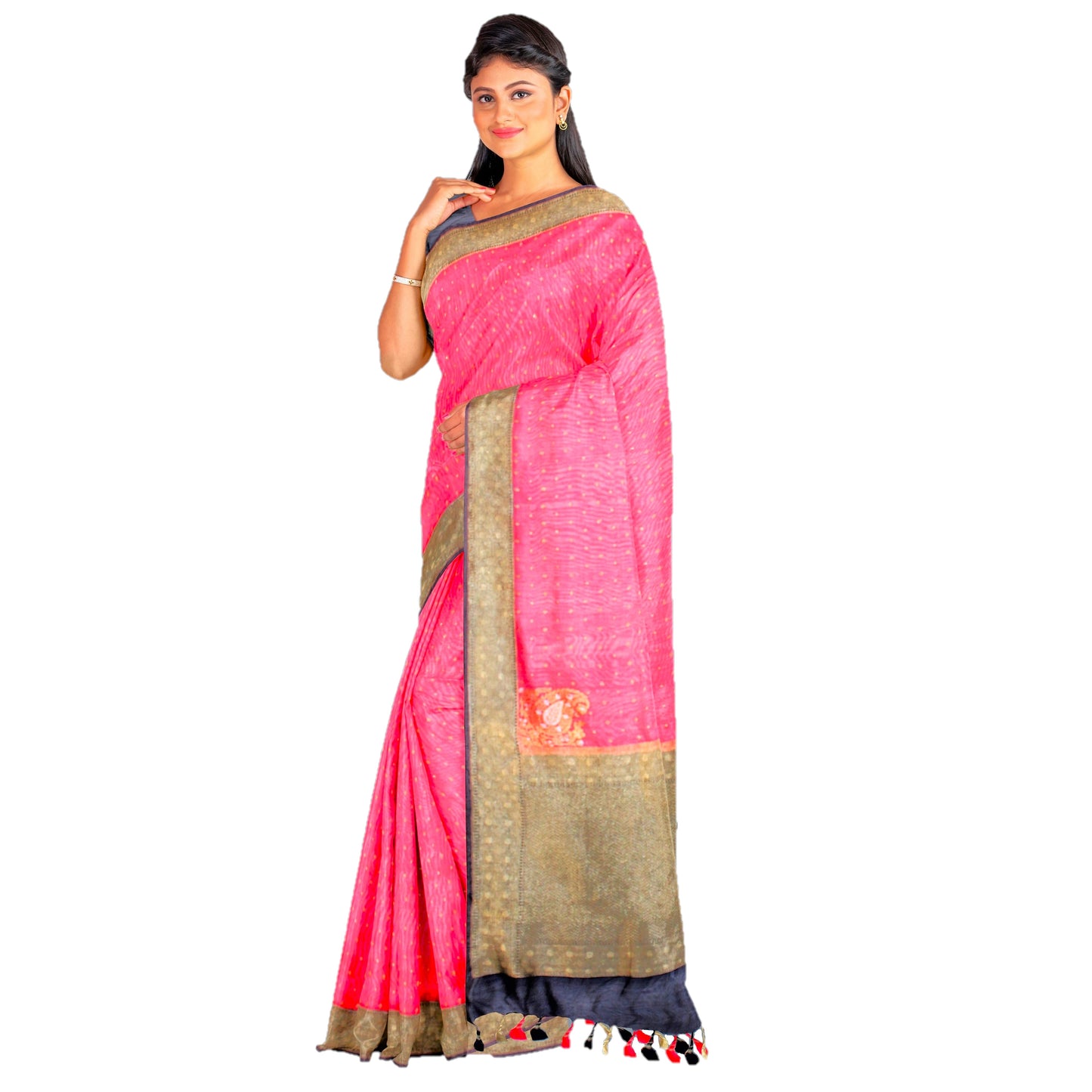 Maharani's Pure Banarasi Silk Saree - Red (with Stitched Blouse and Petticoat)