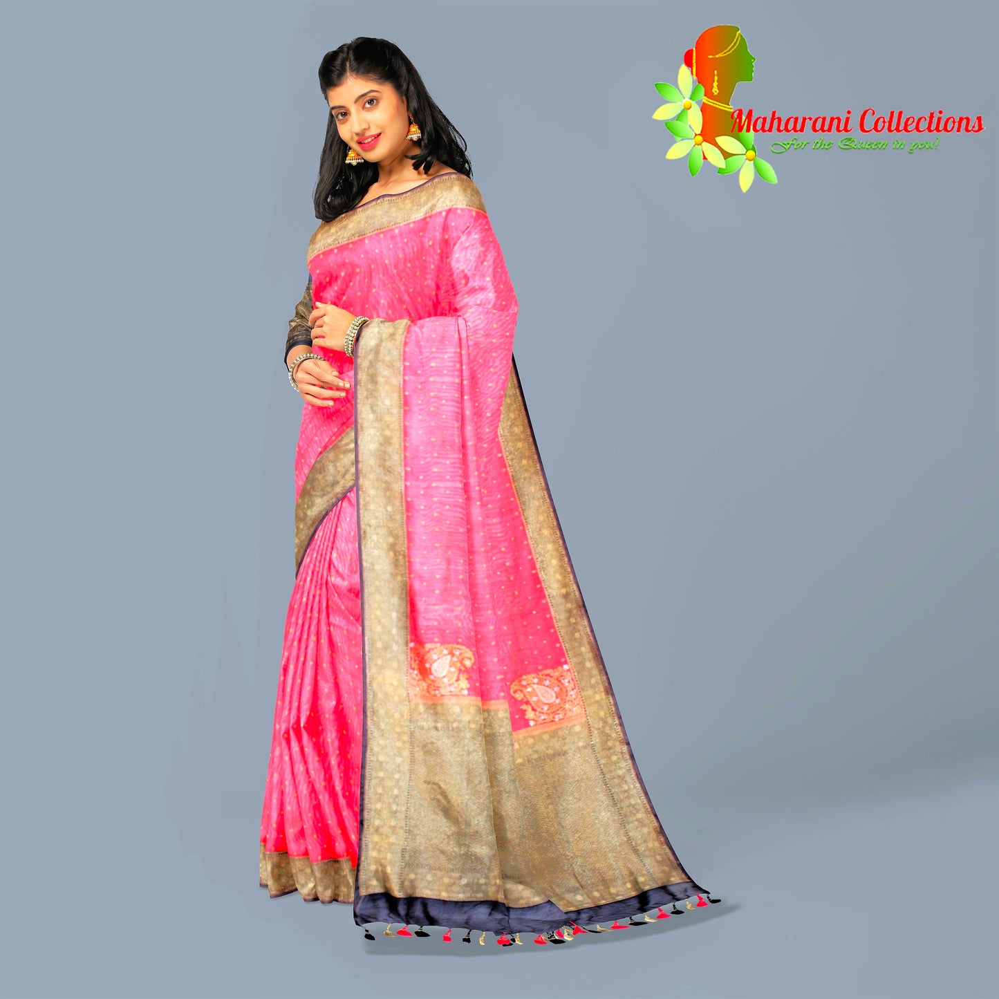 Maharani's Pure Banarasi Silk Saree - Red (with Stitched Blouse and Petticoat)