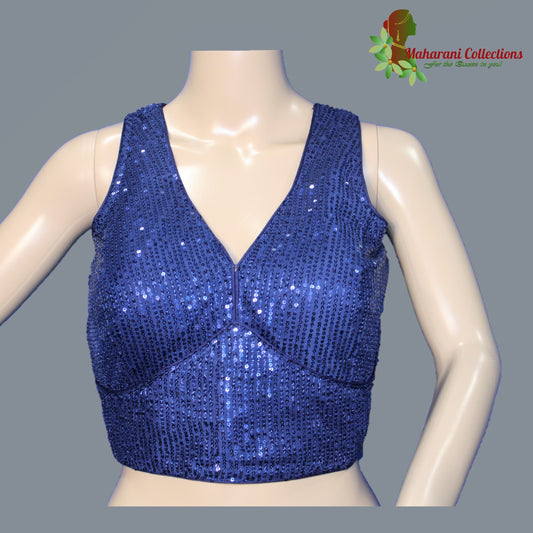 Maharani's Glittering Sequins Blouse - Blue