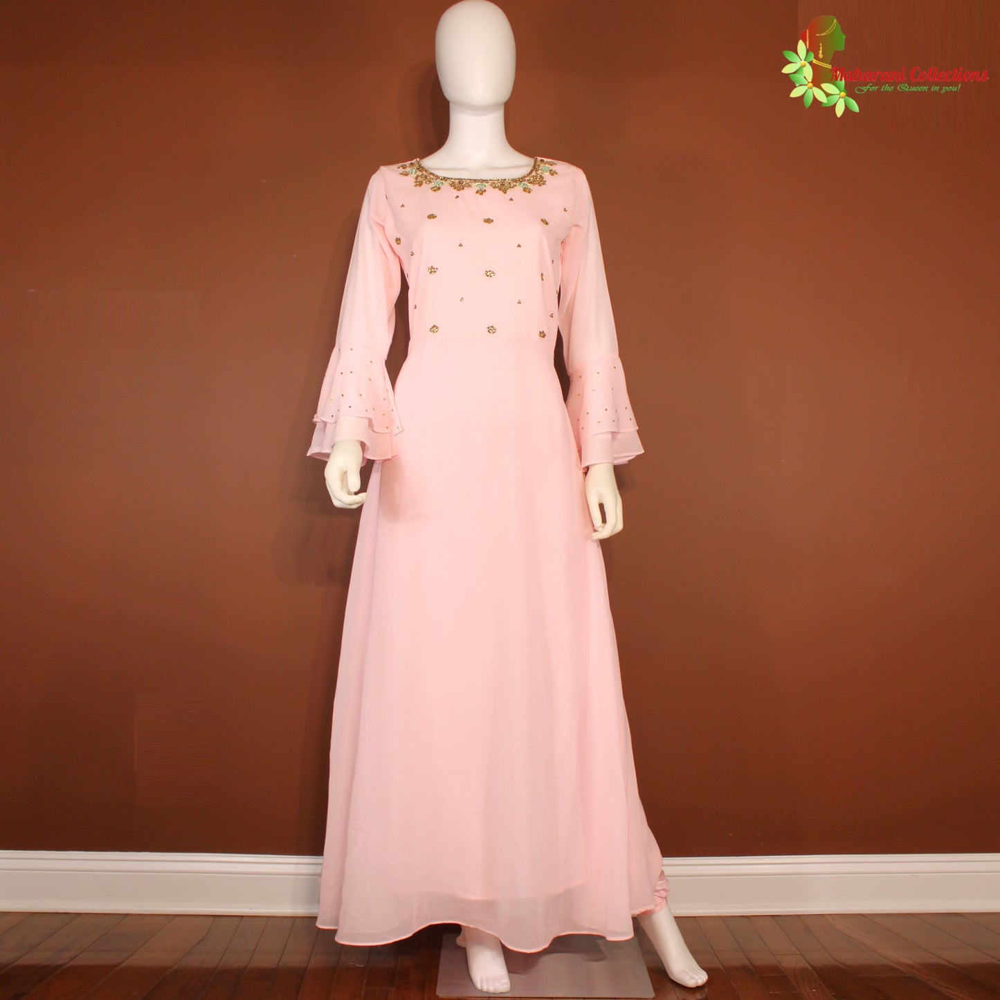 Maharani's Designer Anarkali Suit - Pink (M) - Pure Georgette - Gala Gown