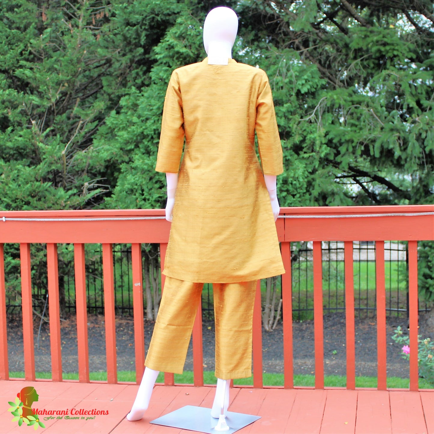 Maharani's Finest Silk Pant Suit - Pure Bhagalpur Tussar Silk - Mustard Yellow (M)