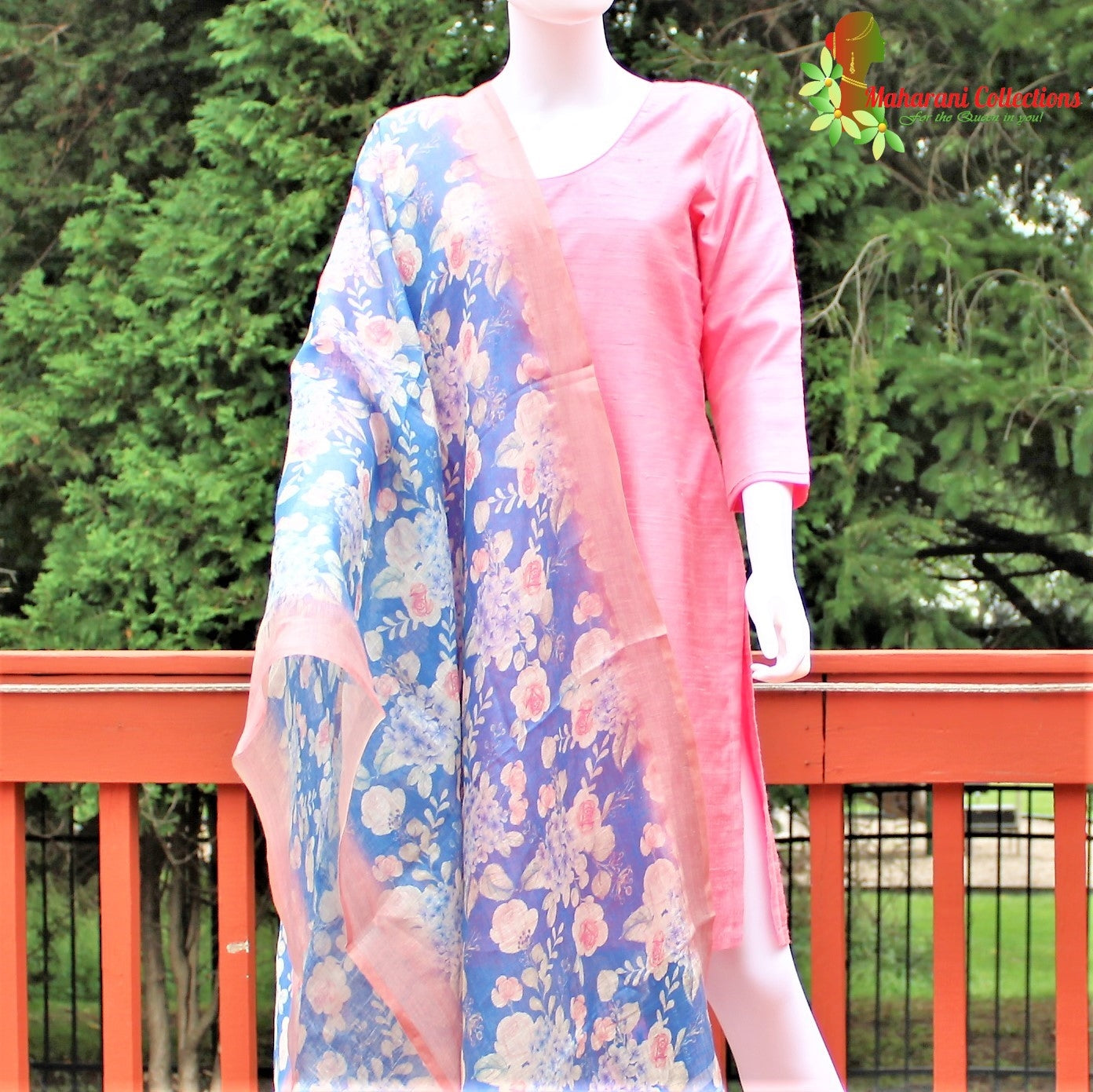 Maharani's Finest Silk Pant Suit - Pure Bhagalpur Tussar Silk - Pink (M)