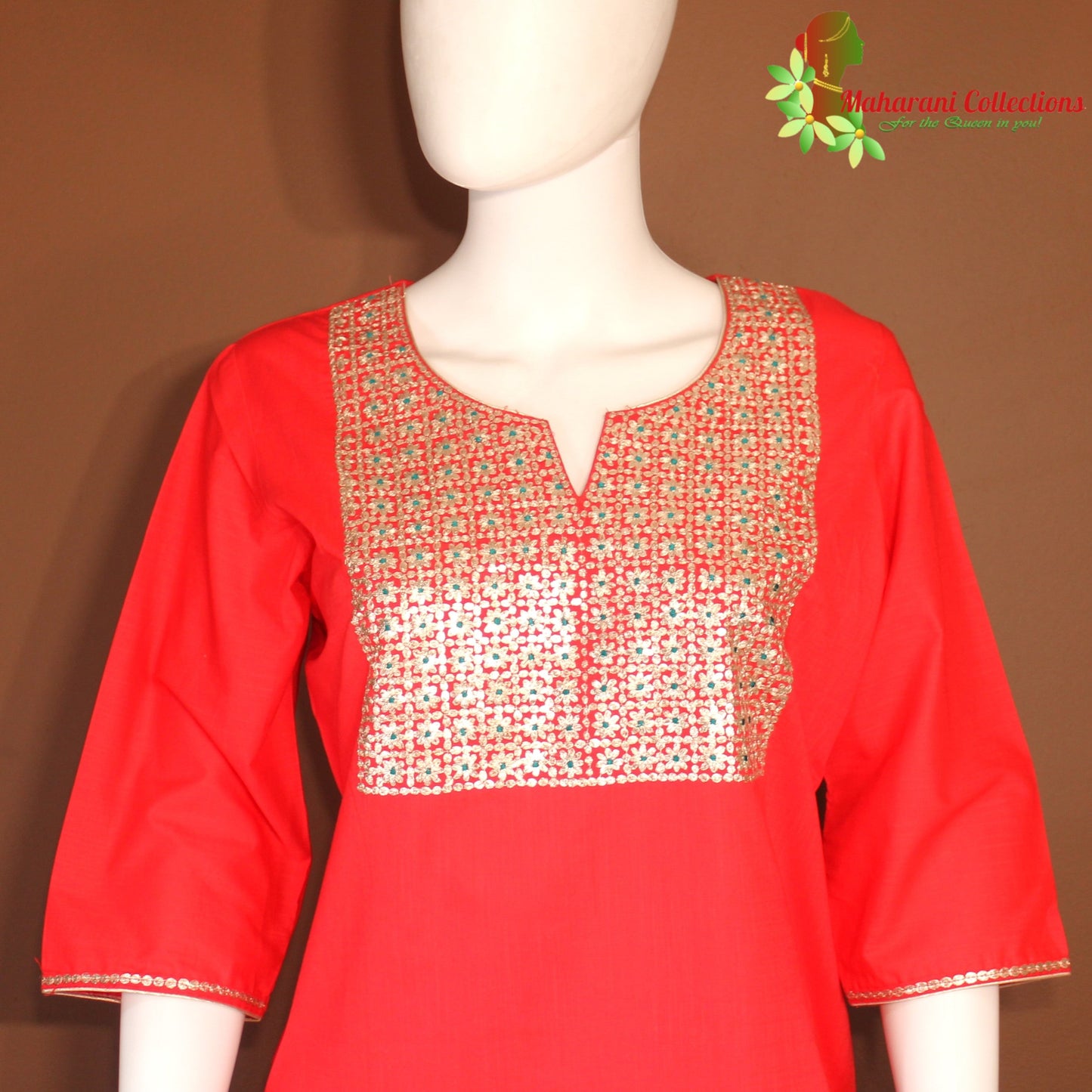 Maharani's Finest Silk Pant Suit - Red (L)