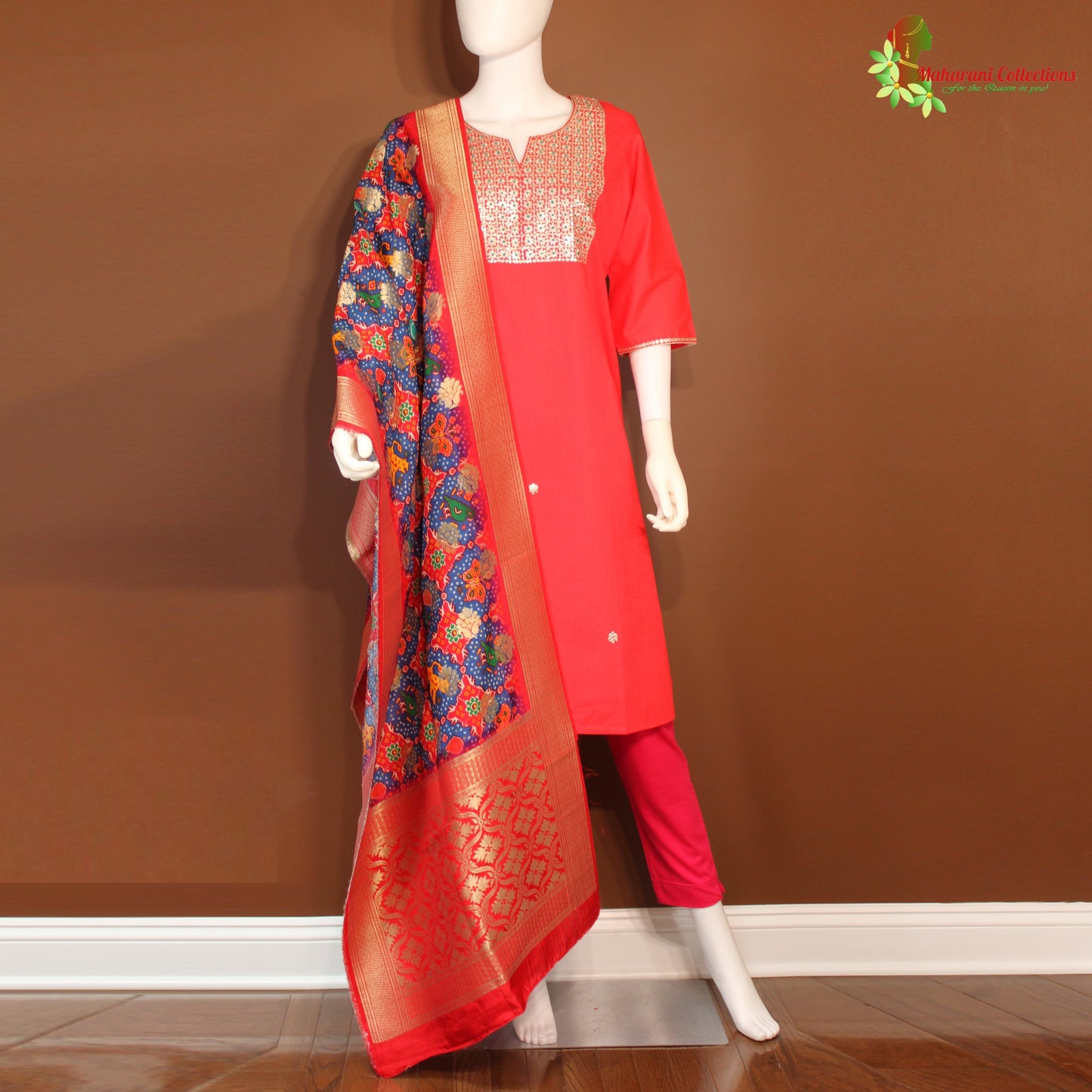 Maharani's Finest Silk Pant Suit - Red (L)
