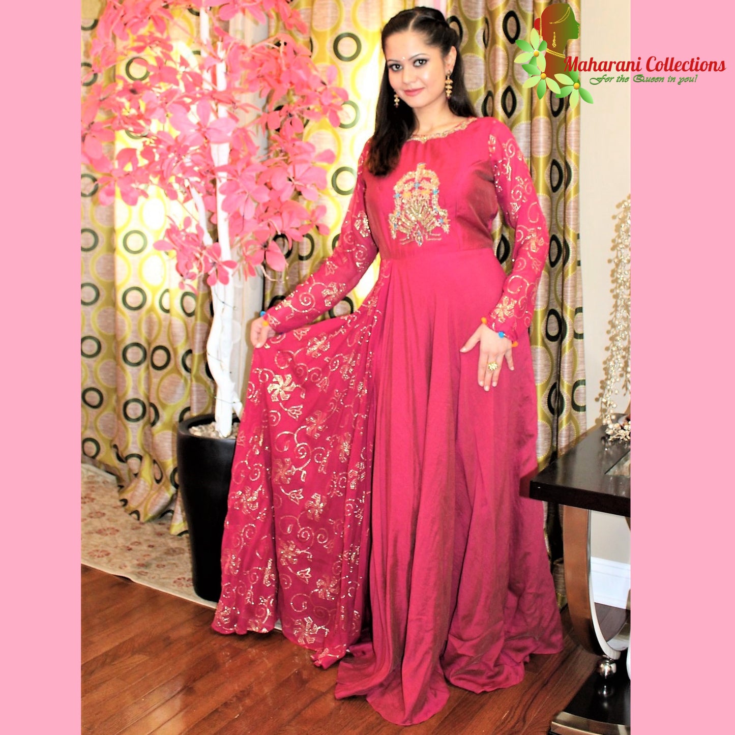 Maharani's Anarkali Suit - Maroon (M) Silk Gala Gown