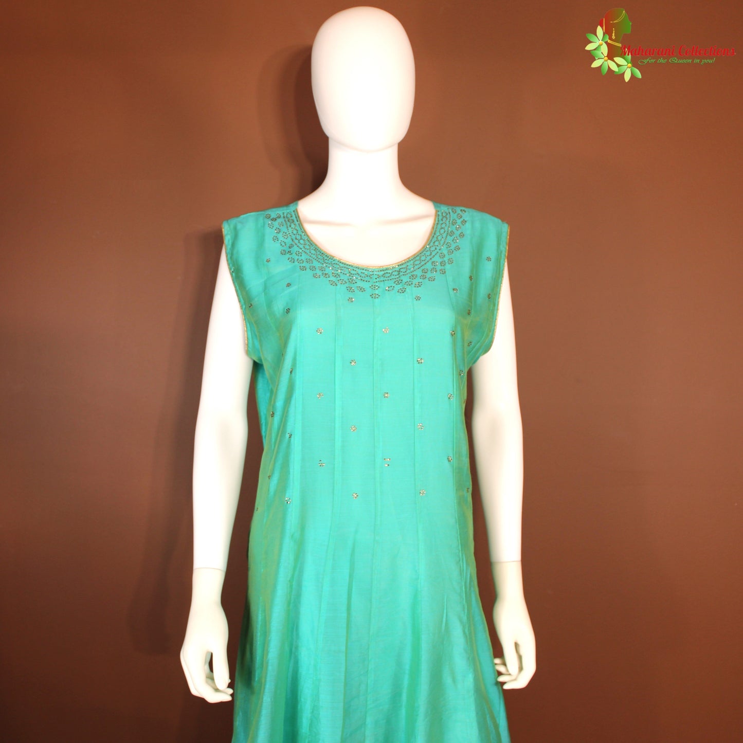 Maharani's Designer Anarkali Suit - Sea Green (L) - Net and Silk - Gala Gown