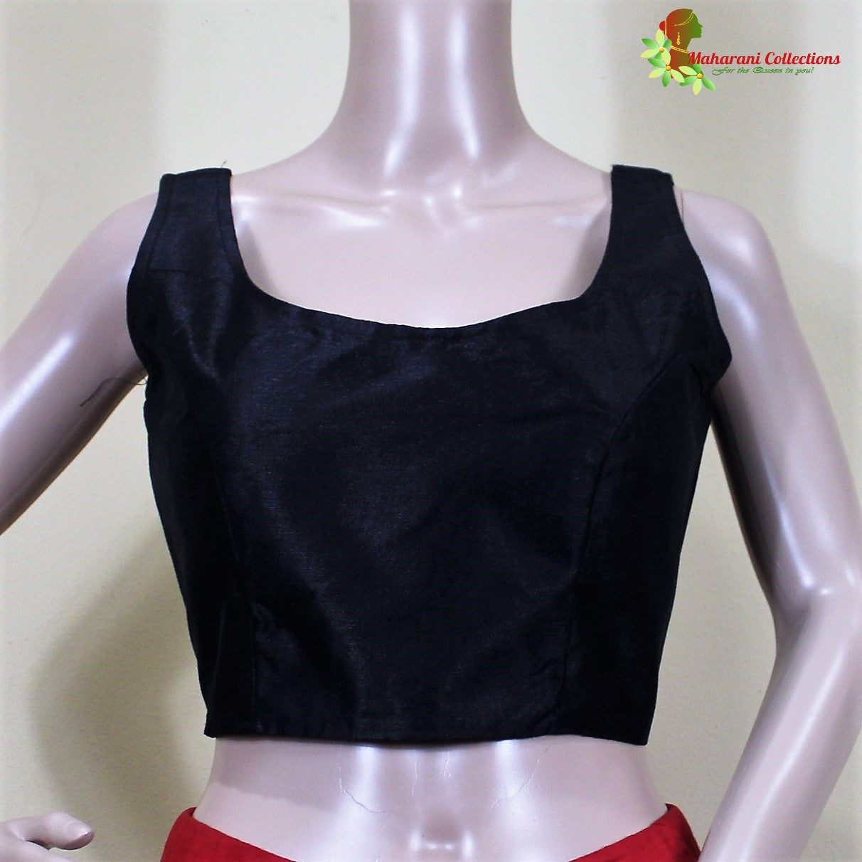 Pure Tussar Silk Saree (Silk Mark) - Black (with Stitched Blouse & Petticoat)