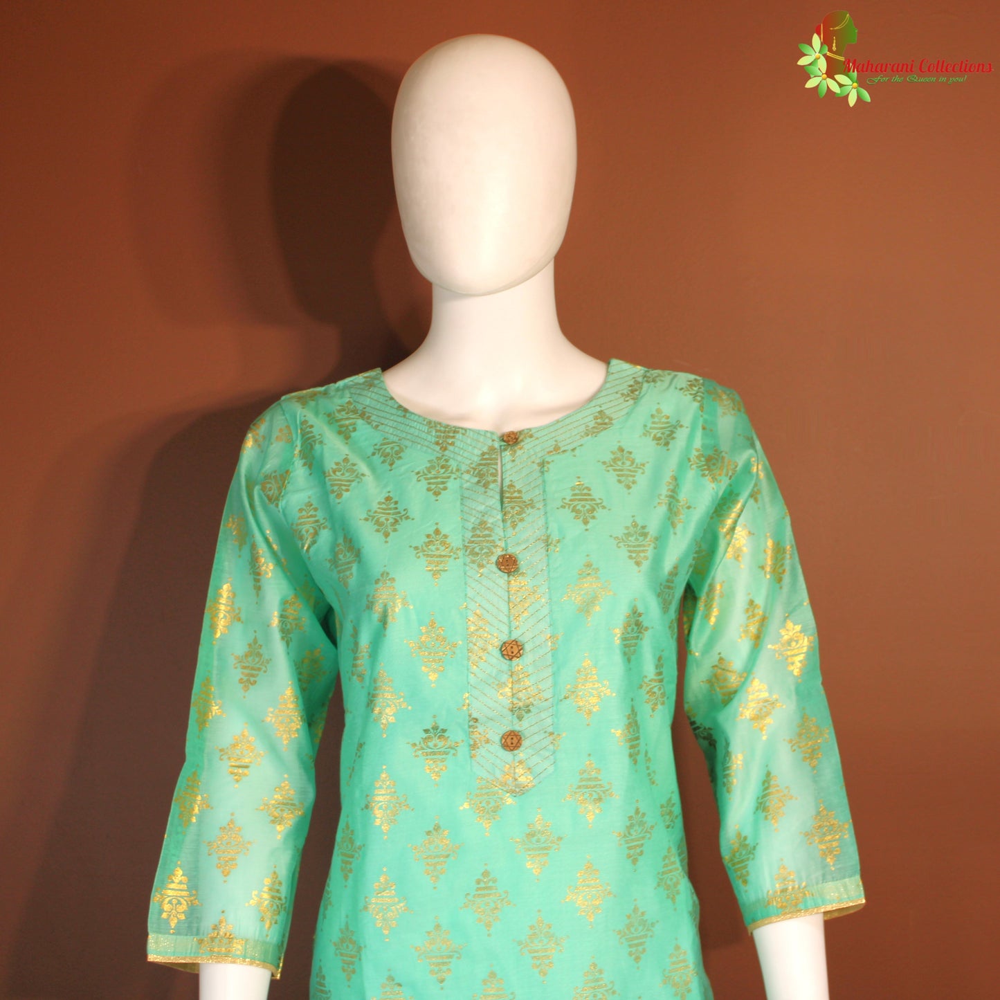 Maharani's Silk Palazzo Suit Set - Sea Green (L)
