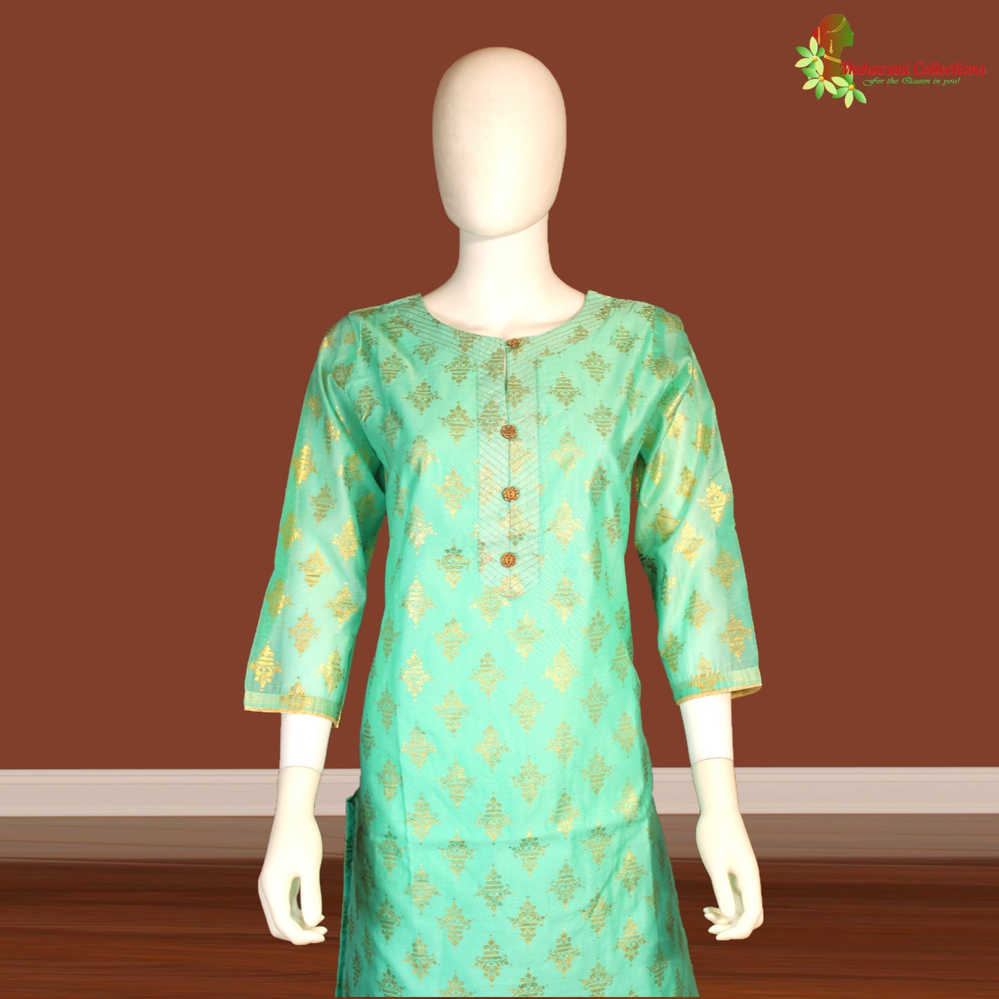 Maharani's Silk Palazzo Suit Set - Sea Green (L)